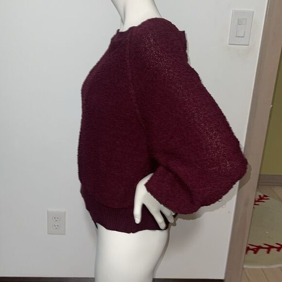Altar'd State Plum Long Sleeved Cropped Popcorn Knit Sweater Sz M/L - Picture 3 of 8
